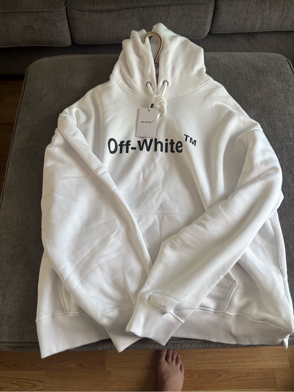 Off-White White Hoodie with Black Logo